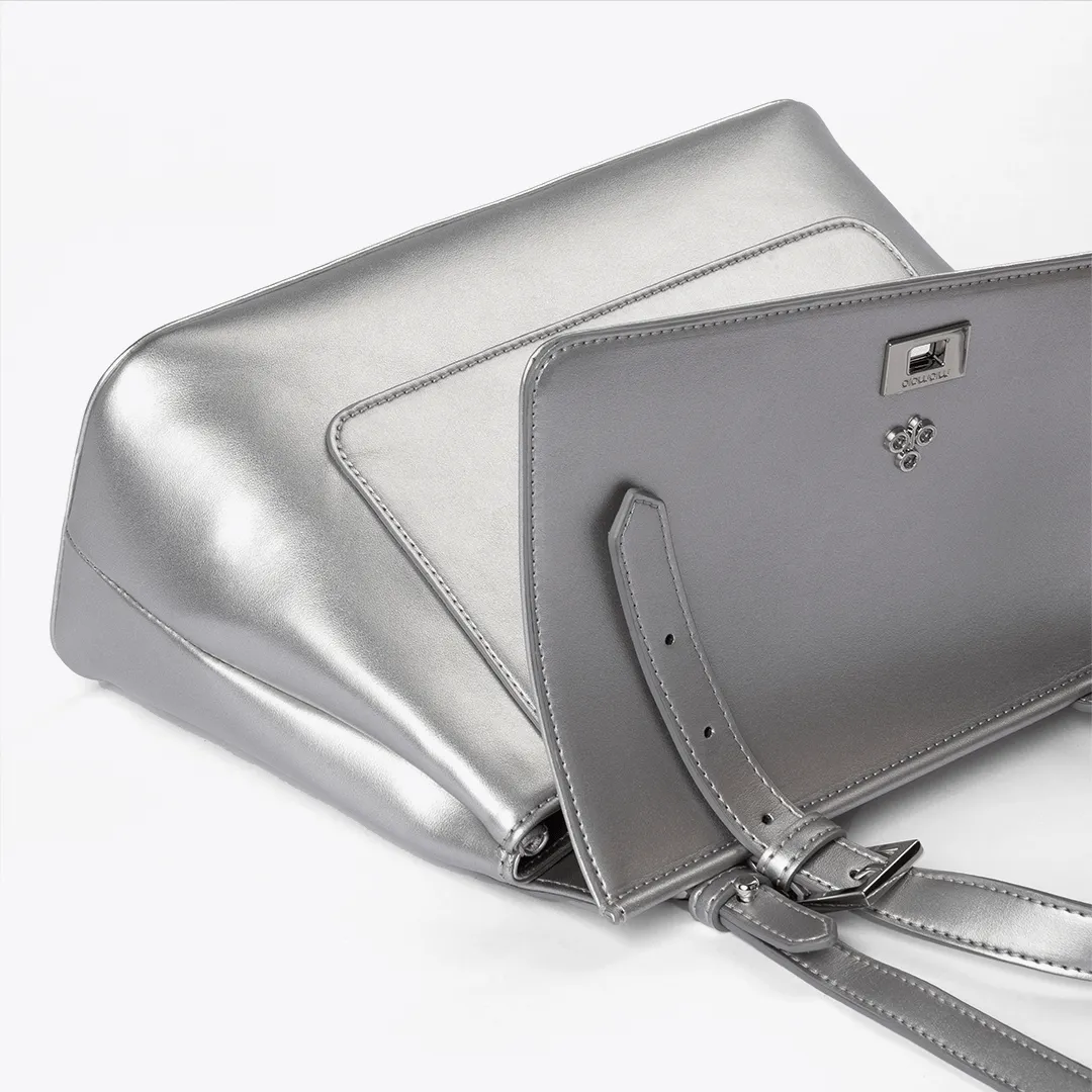 Tecla S Vegan Apple Leather Mini Handbag | Silver