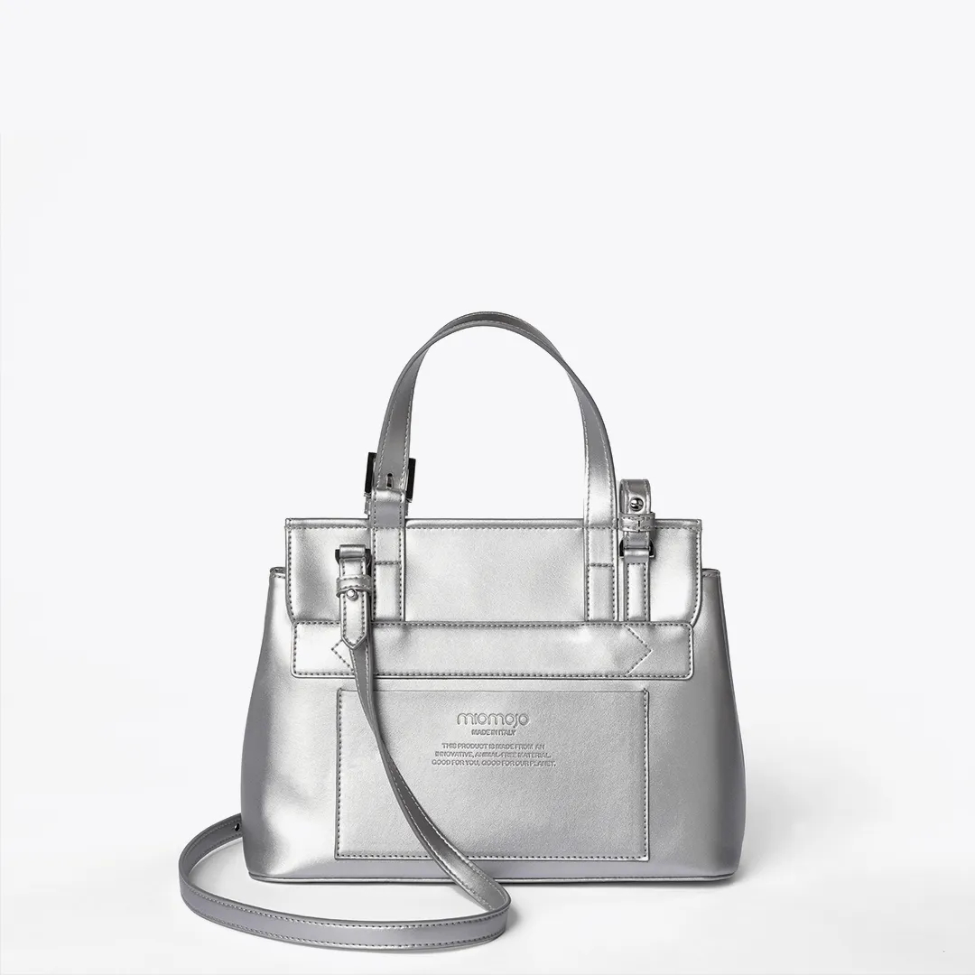 Tecla S Vegan Apple Leather Mini Handbag | Silver