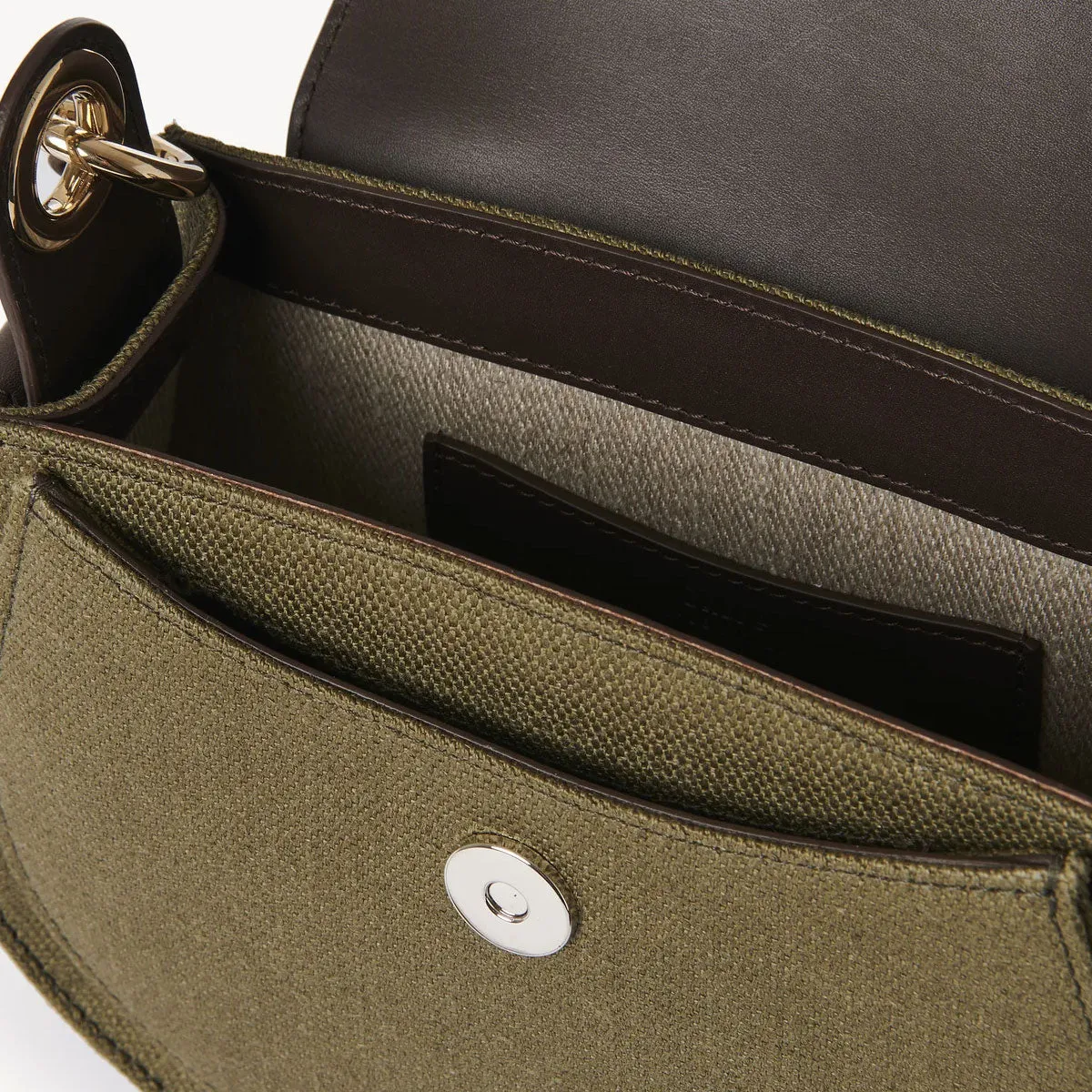 Tess Small Linen Bag in Warm Green with Adjustable Strap