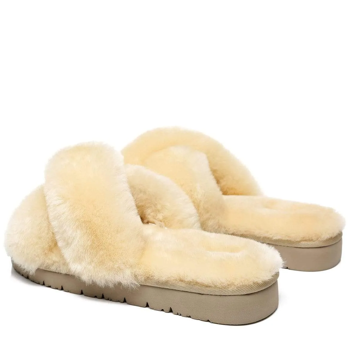 UGG Fluffy Cross Slides