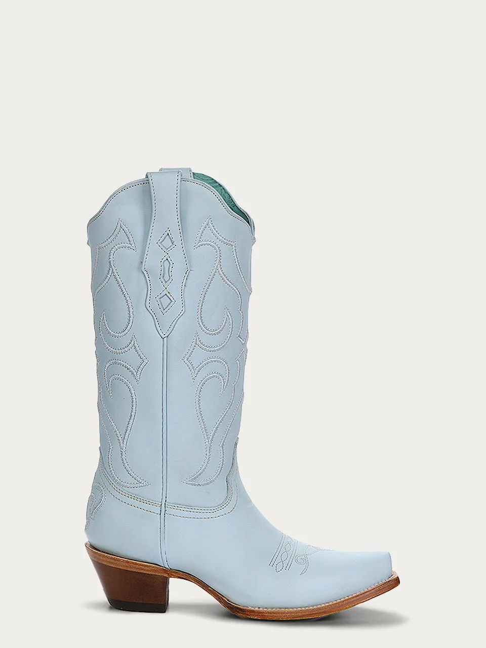 Z5253 - WOMEN'S BABY BLUE EMBROIDERY SNIP TOE COWBOY BOOT